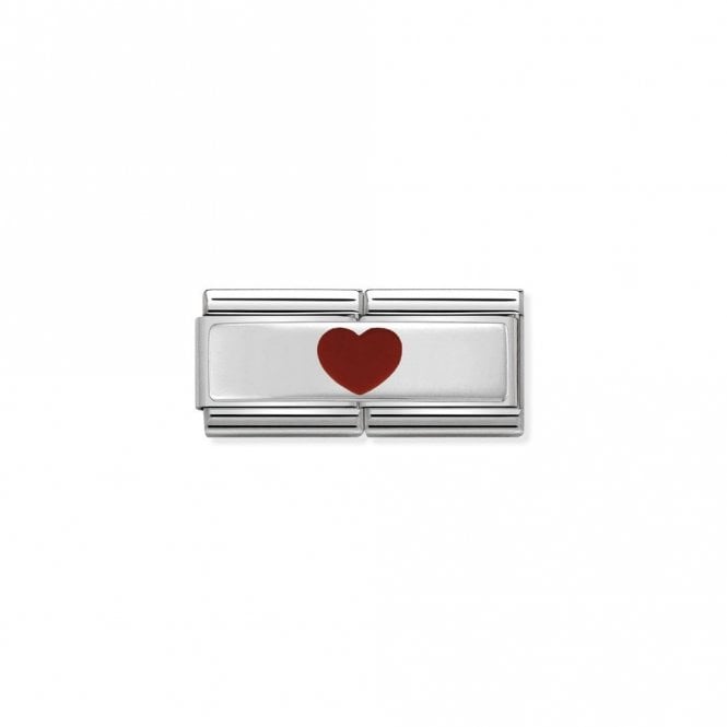 Silver Double Red Heart in the Middle Love & Hearts Charms