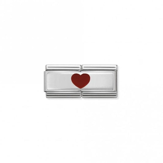 Silver Double Red Heart in the Middle Love & Hearts Charms