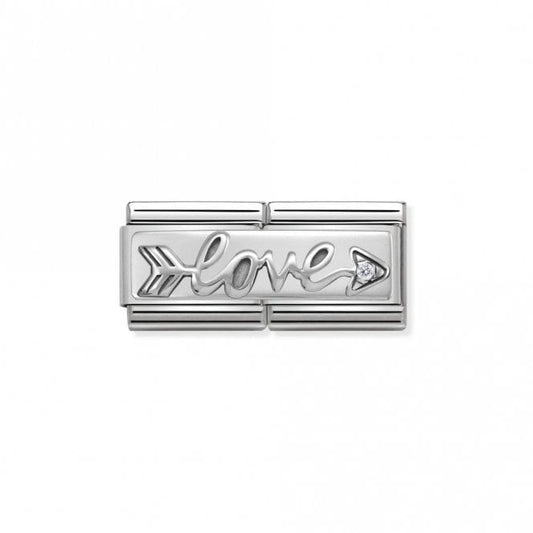 Silver and CZ Double Arrow Love Love & Hearts Charms