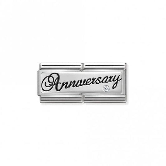 Silver and CZ Double Anniversary Wedding & Anniversary Charms
