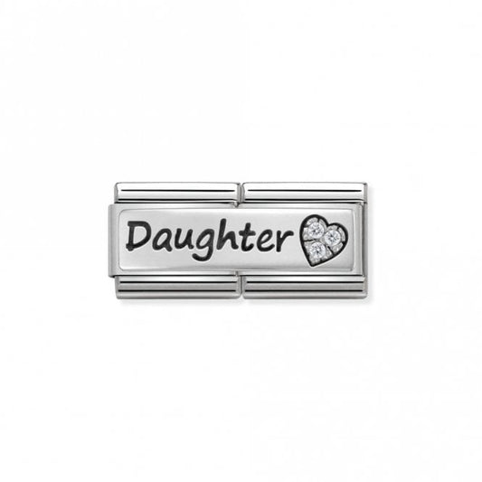 Silver and CZ Double Daughter Friends & Family Charms