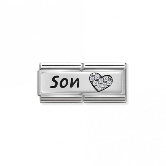 Silver and CZ Double Son Friends & Family Charms