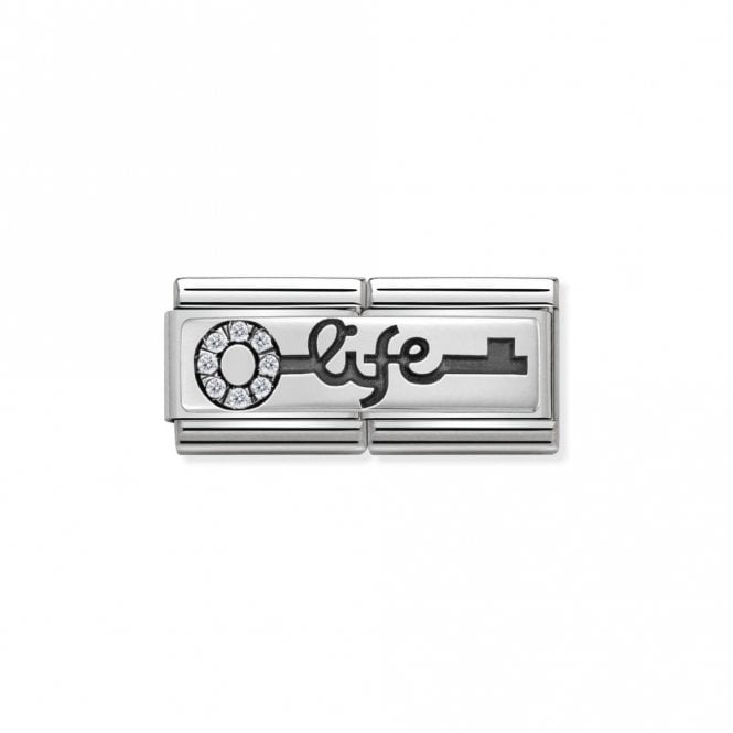 Silver and CZ Double Key Life Wedding & Anniversary Charms