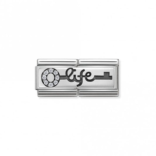 Silver and CZ Double Key Life Wedding & Anniversary Charms