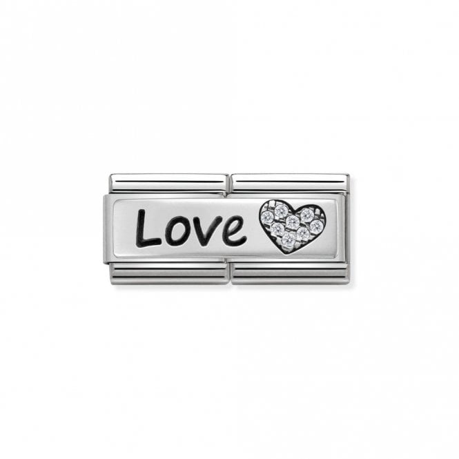 Silver and CZ Double Love and Heart Love & Hearts Charms