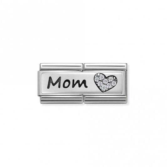 Silver and CZ Double Mom and Heart Friends & Family Charms