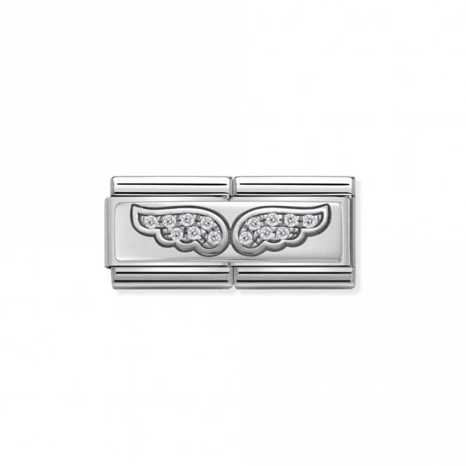 Silver and CZ Double Angel Wings Fairytale & Fantasy Charms