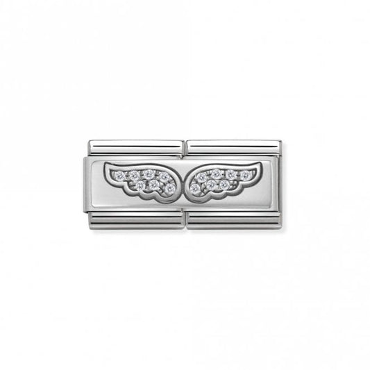 Silver and CZ Double Angel Wings Fairytale & Fantasy Charms