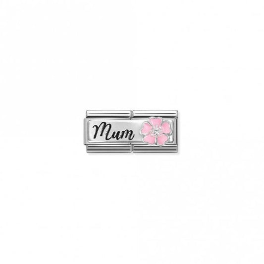 Double Silver Enamel and CZ Mum with Flower Friends & Family Charms