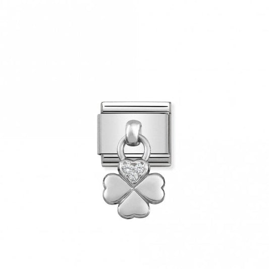 Classic Silver CZ Four-Leaf Clover Good Luck Charms