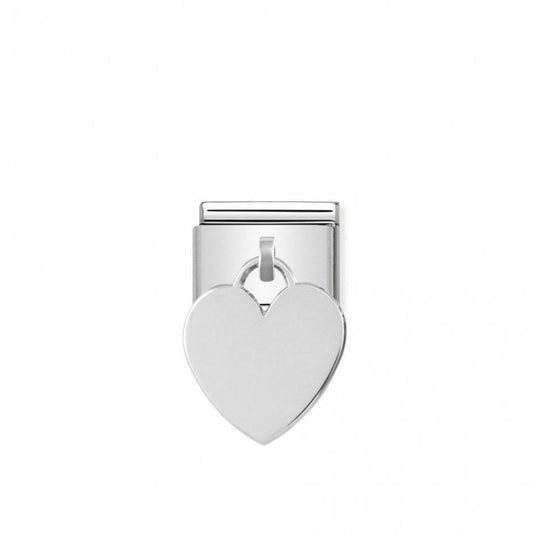 Classic Silver Engravable Heart Hanging Pendant Charms