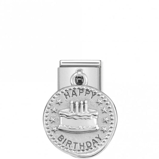 Classic Silver Happy Birthday Birthday & Birthstones Pendant Charms