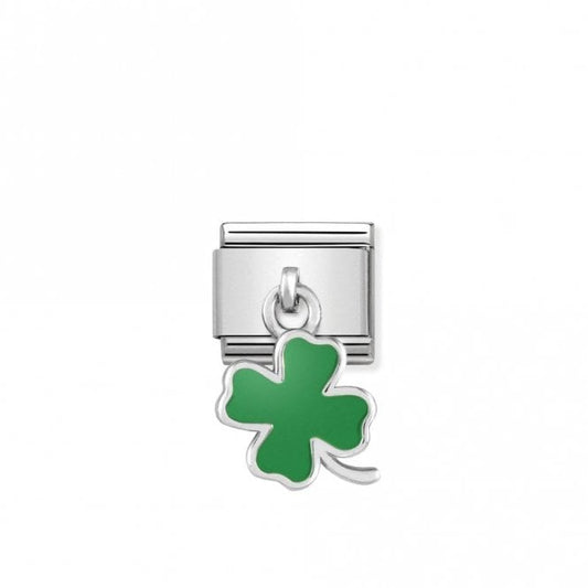Classic Silver Green Four-Leaf Clover Good Luck Charms