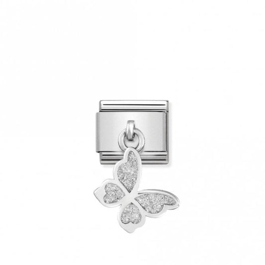Classic Silver Glitter Butterfly Animal Charms
