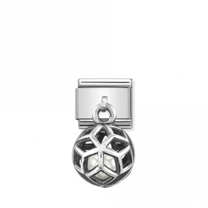 Classic Silver Rhombus White Pearl Fashion & Fun Charms