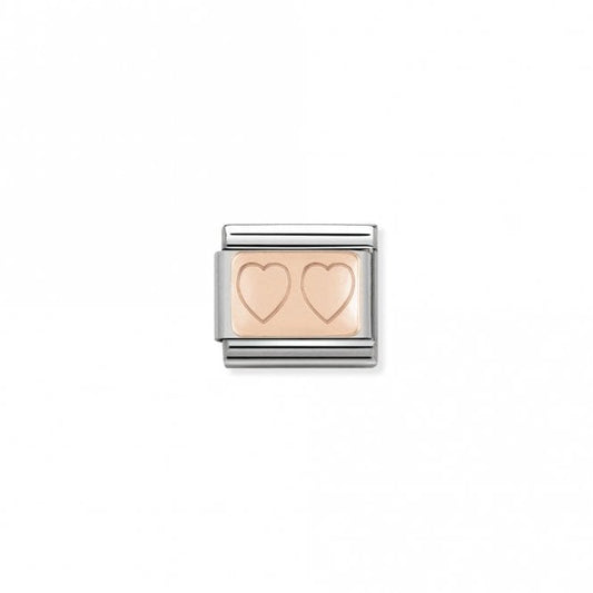 Classic Rose Gold Double Heart Love & Hearts Charms