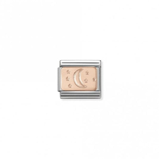 Classic Rose Gold Engraved Moon and Stars Charms