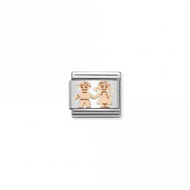 Classic Rose Gold Siblings Holding Hands Friends & Family Charms