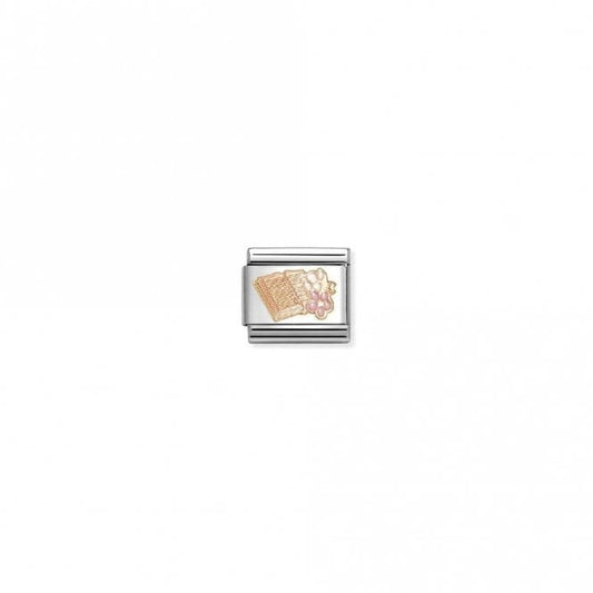 Classic Rose Gold and Enamel Reading Book with Flowers Sports & Hobbies Charms