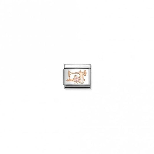 Classic Rose Gold and Enamel Sewing Machine with Flowers Sports & Hobbies Charms