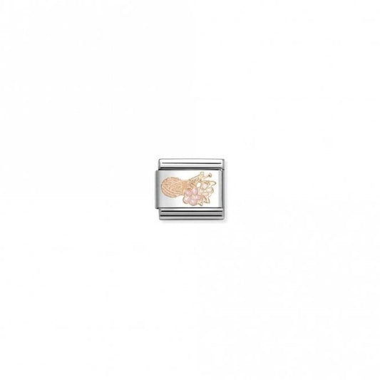 Classic Rose Gold and Enamel Ball Of Wool with Flowers Sports & Hobbies Charms
