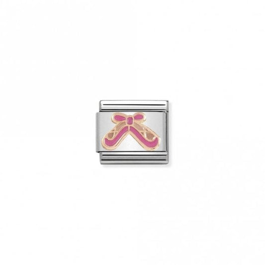 Classic Rose Gold Ballet Shoes with Pink Sports & Hobbies Charms