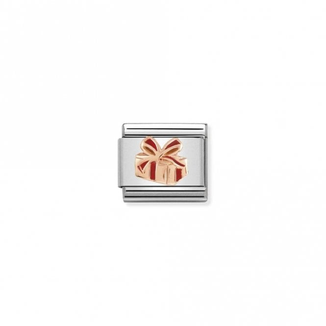 Classic Rose Gold Gift with Red Christmas Charms