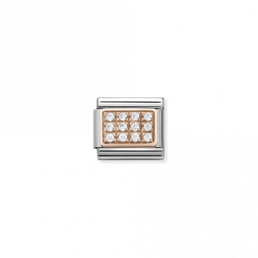 Classic Rose Gold CZ Pave White Grid Sparkly Charms
