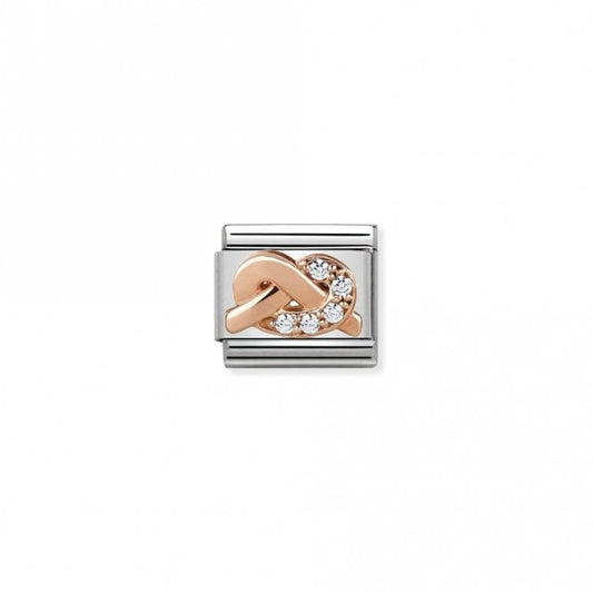 Classic Rose Gold CZ White Knot Love & Hearts Charms