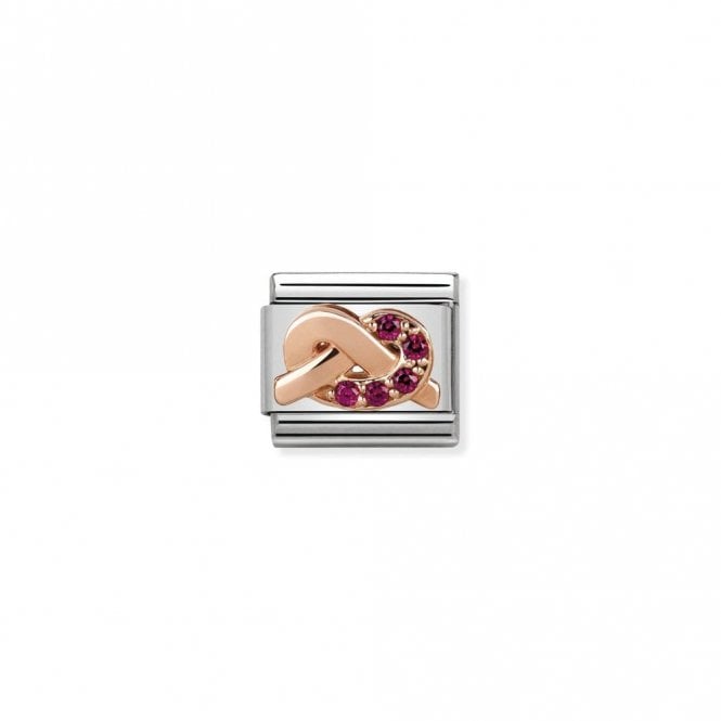 Classic Rose Gold CZ Red Knot Love & Hearts Charms