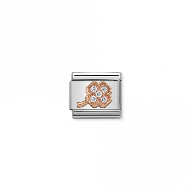 Classic Rose Gold CZ Clover Rich Good Luck Charms