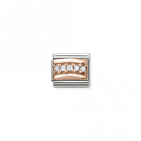 Classic Rose Gold CZ Pave White Strip Sparkly Charms