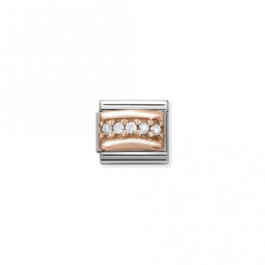 Classic Rose Gold CZ Pave White Strip Sparkly Charms