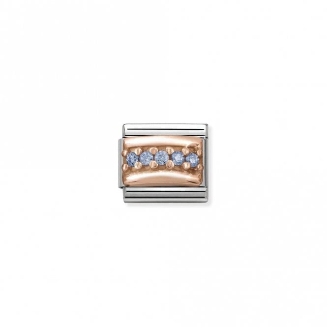 Classic Rose Gold CZ Pave Light Blue Sparkly Charms