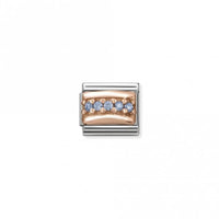 Classic Rose Gold CZ Pave Light Blue Sparkly Charms
