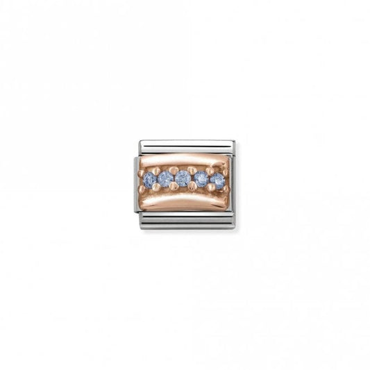 Classic Rose Gold CZ Pave Light Blue Sparkly Charms