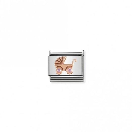 Classic Rose Gold CZ Pink Baby Carrier Friends & Family Charms