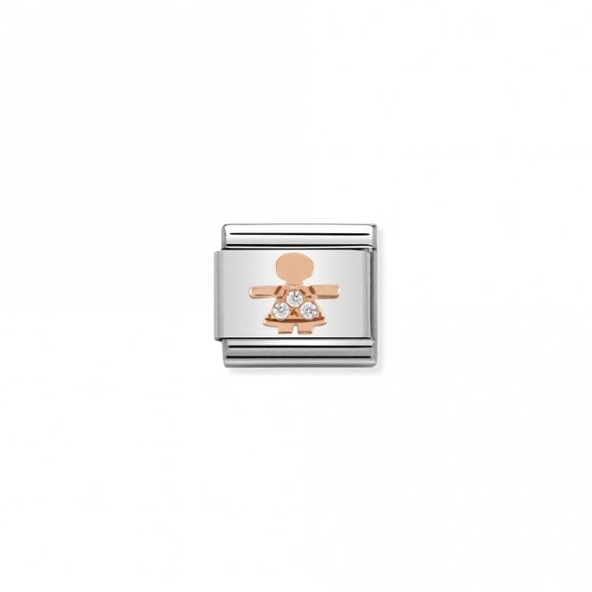 Classic Rose Gold CZ Little Girl Friends & Family Charms