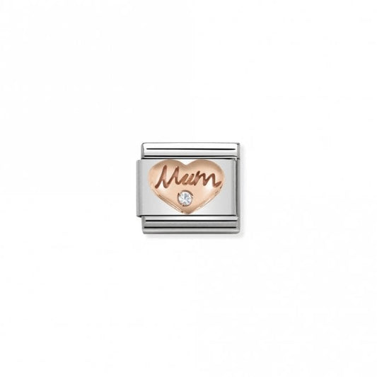 Classic Rose Gold CZ Mum Heart Friends & Family Charms