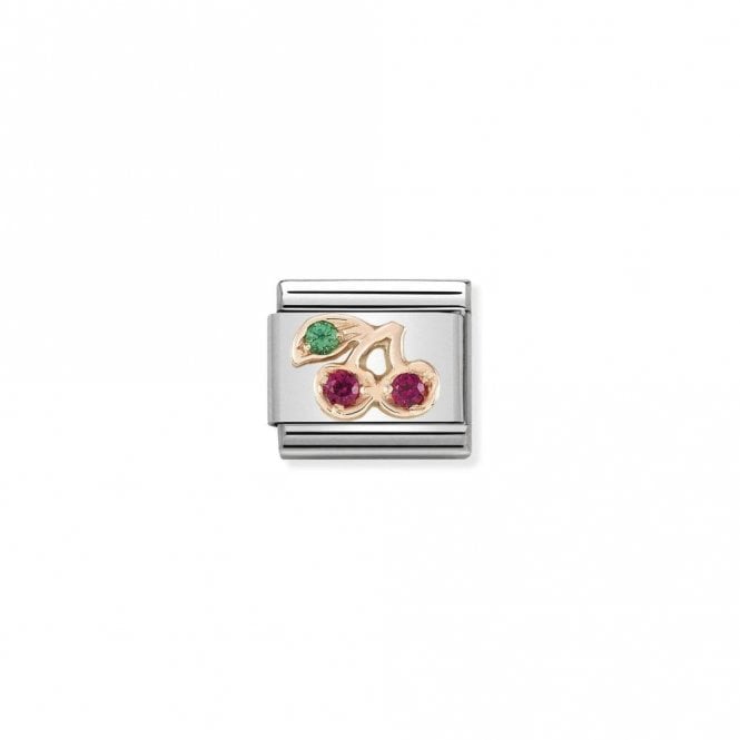 Classic Rose Gold CZ Cherries Food & Drink Charms