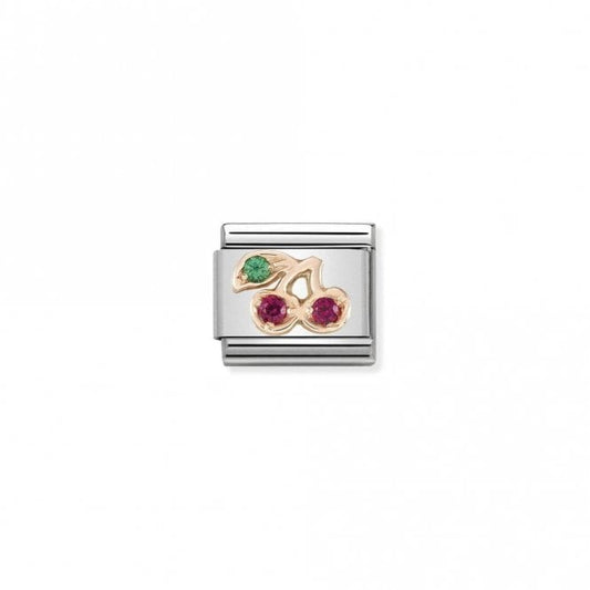 Classic Rose Gold CZ Cherries Food & Drink Charms