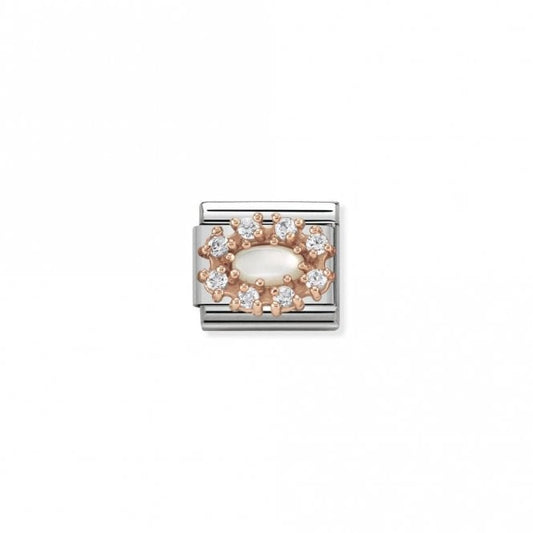 Classic Rose Gold CZ Rich White Mother Of Pearl Sparkly Charms