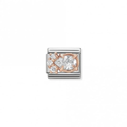 Classic Rose Gold CZ Rich White Drop Sparkly Charms