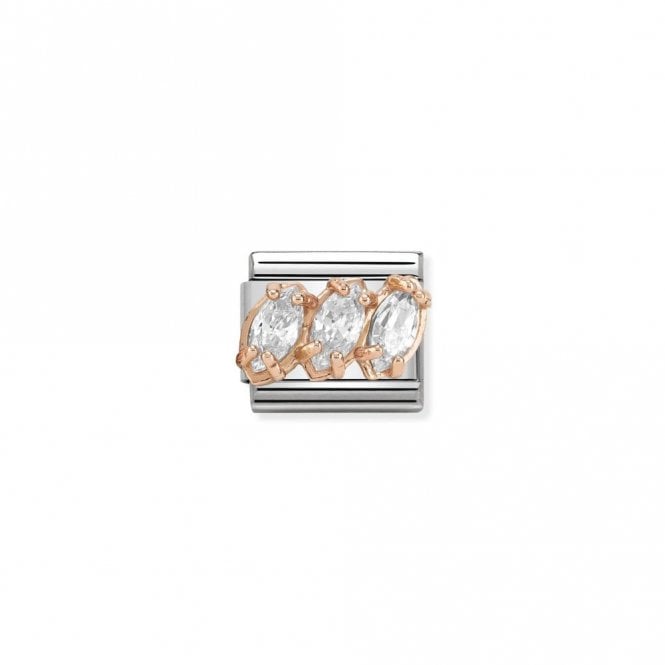 Classic Rose Gold CZ Rich White Tryptich Sparkly Charms