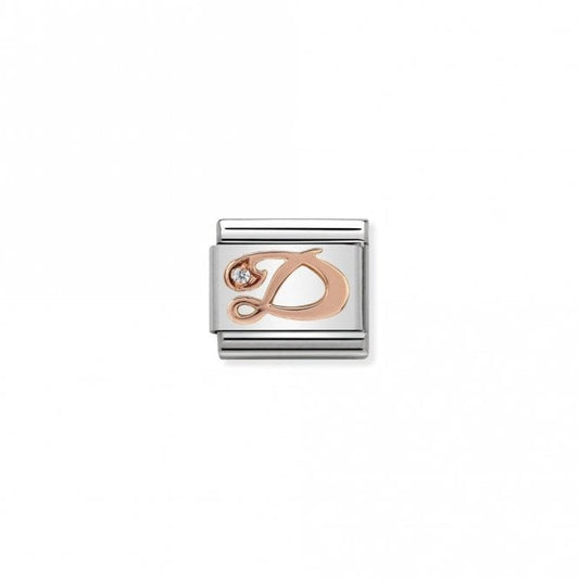 Classic Rose Gold CZ D Letter Charms