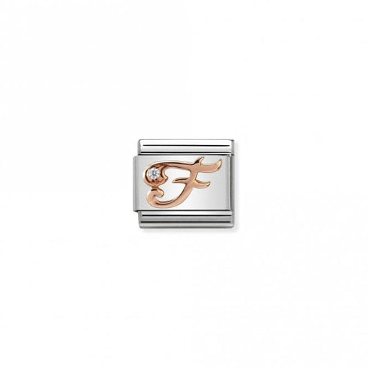 Classic Rose Gold CZ F Letter Charms
