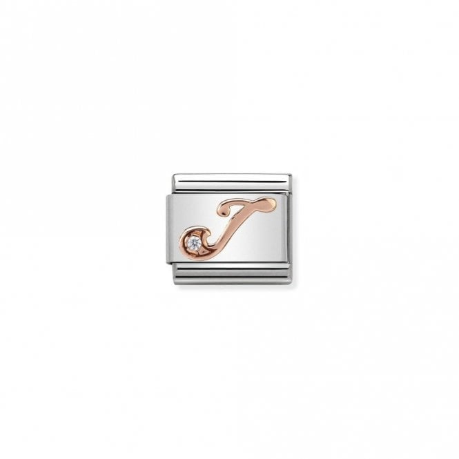 Classic Rose Gold CZ J Letter Charms