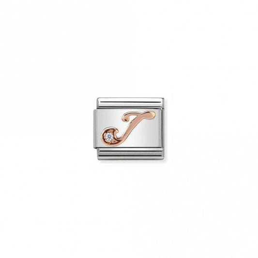 Classic Rose Gold CZ J Letter Charms