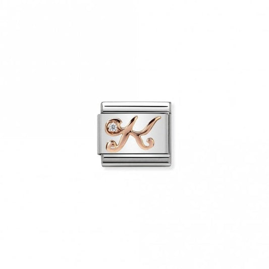 Classic Rose Gold CZ K Letter Charms