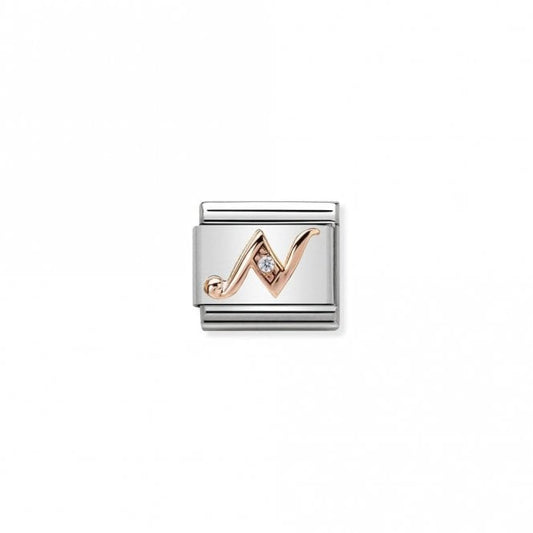 Nomination Classic Rose Gold CZ N Letter Charm